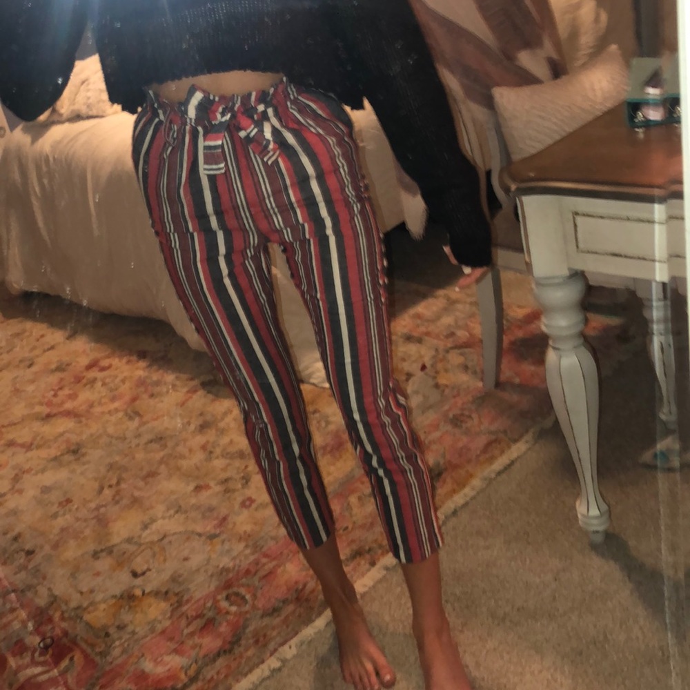 Subdued pants white and red